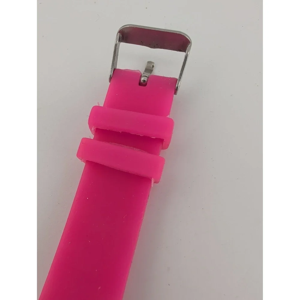 Yunkou Women's Watch 38mm Silver Case Pink Silicone Band- New Battery